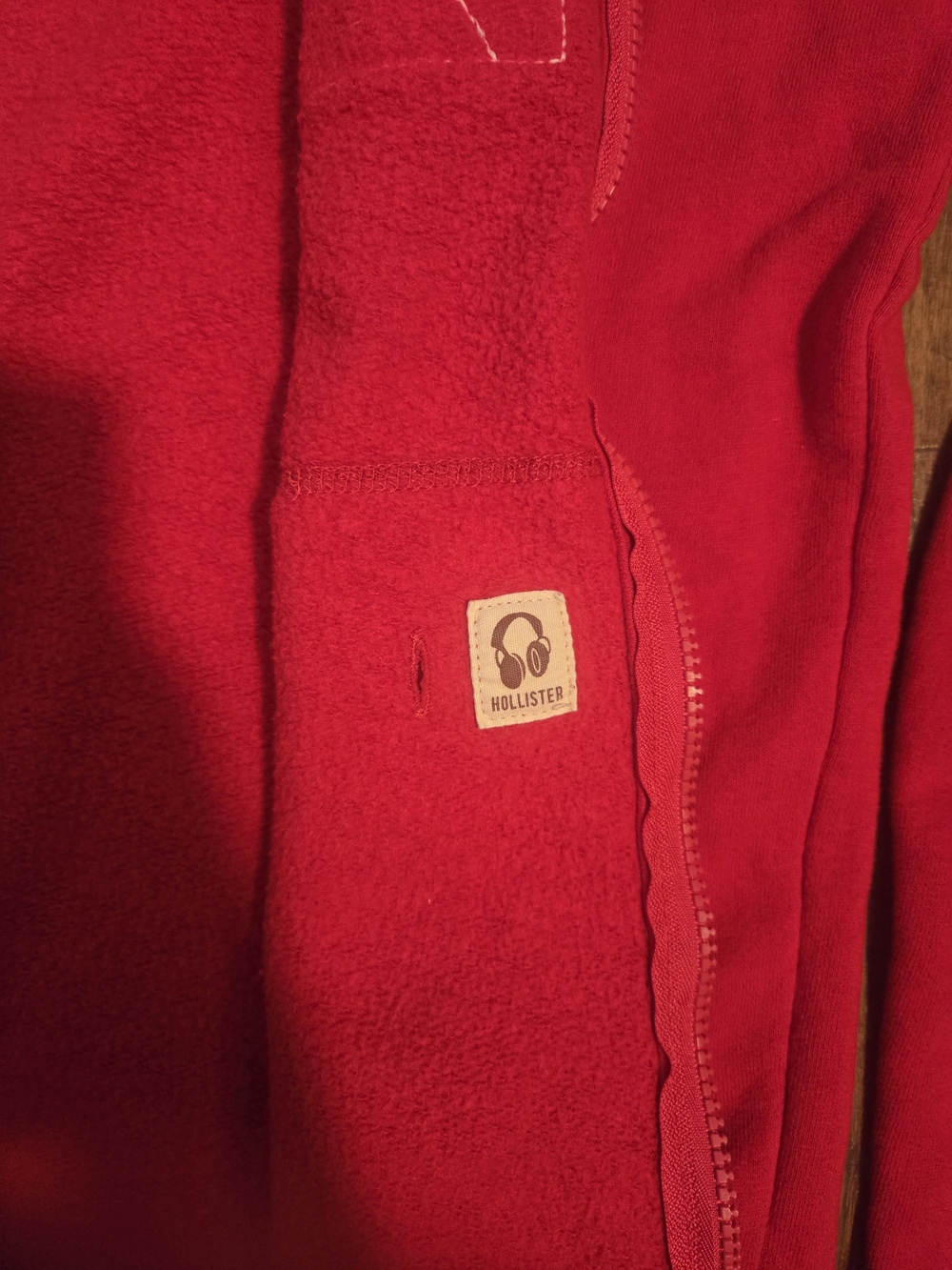 Hollister Red Zip-Up Hoodie with White '22' - Picture 4 of 6